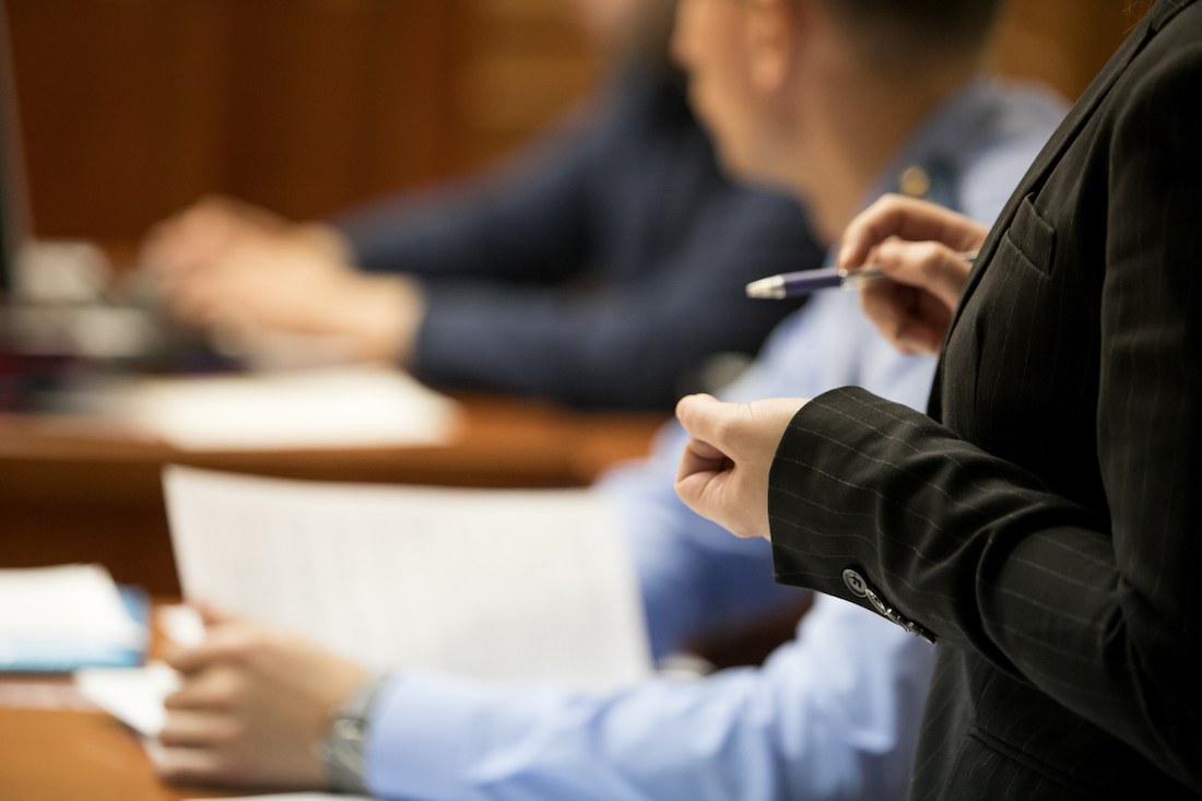 Litigation in the courtroom of the Stearns County Courthouse in  St Cloud MN