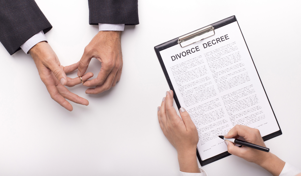 Lawyer drawing up a divorce decree 