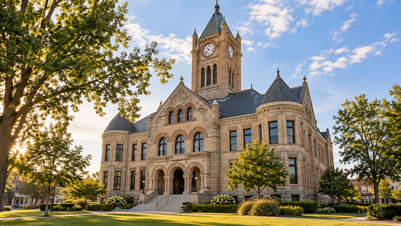 Historic Morrison County Courthouse at Golden Hour